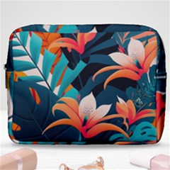 Tropical Flowers Floral Floral Pattern Patterns Make Up Pouch (large) by Pakemis