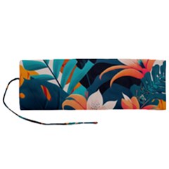 Tropical Flowers Floral Floral Pattern Patterns Roll Up Canvas Pencil Holder (m) by Pakemis