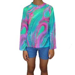 Fluid Art Background Kids  Long Sleeve Swimwear by GardenOfOphir