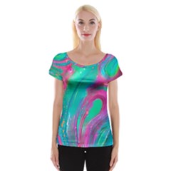 Fluid Art Background Cap Sleeve Top by GardenOfOphir