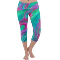 Fluid Art Background Capri Yoga Leggings by GardenOfOphir