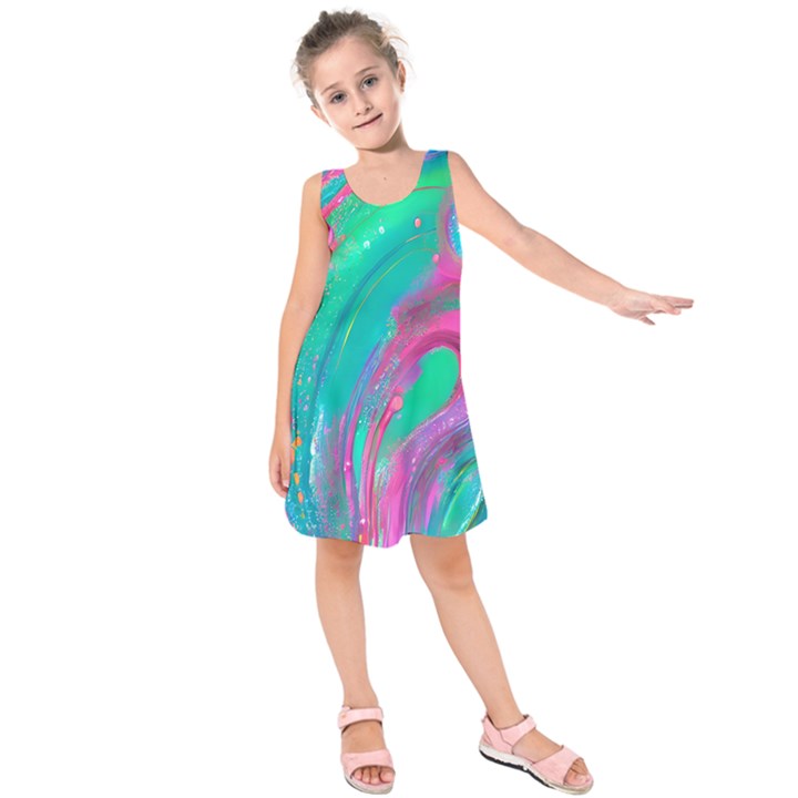 Fluid Art Background Kids  Sleeveless Dress