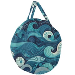 Waves Ocean Sea Abstract Whimsical Abstract Art Giant Round Zipper Tote by Pakemis