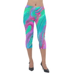 Fluid Art Background Lightweight Velour Capri Leggings  by GardenOfOphir