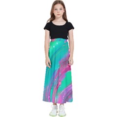 Fluid Art Background Kids  Flared Maxi Skirt