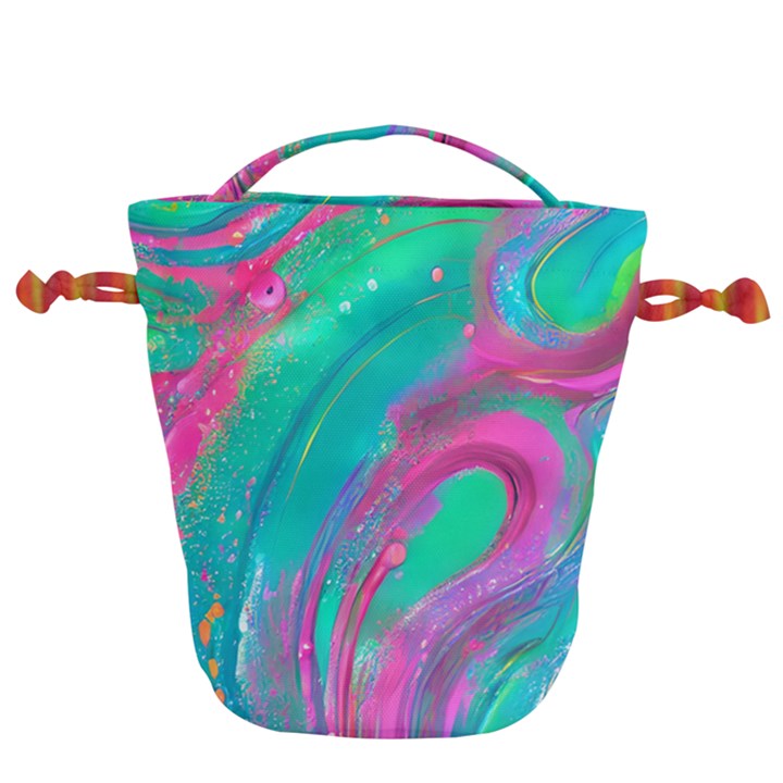 Fluid Art Background Drawstring Bucket Bag