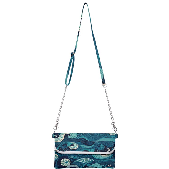 Waves Ocean Sea Abstract Whimsical Abstract Art Mini Crossbody Handbag