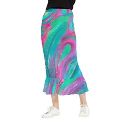 Fluid Art Background Maxi Fishtail Chiffon Skirt by GardenOfOphir