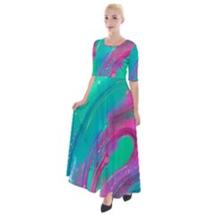 Fluid Art Background Half Sleeves Maxi Dress by GardenOfOphir