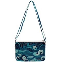 Waves Ocean Sea Abstract Whimsical Abstract Art Double Gusset Crossbody Bag