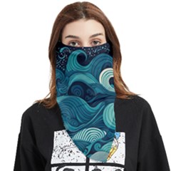 Waves Ocean Sea Abstract Whimsical Abstract Art Face Covering Bandana (triangle) by Pakemis