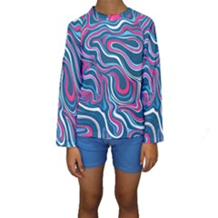 Liquid Art Pattern Kids  Long Sleeve Swimwear by GardenOfOphir