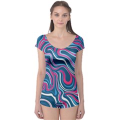 Liquid Art Pattern Boyleg Leotard  by GardenOfOphir