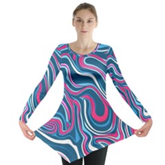 Liquid Art Pattern Long Sleeve Tunic  by GardenOfOphir