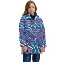 Liquid Art Pattern Kid s Hooded Longline Puffer Jacket by GardenOfOphir