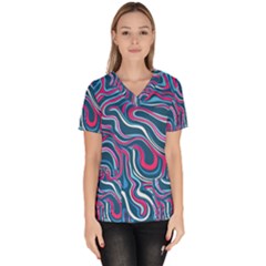 Liquid Art Pattern Women s V-neck Scrub Top by GardenOfOphir