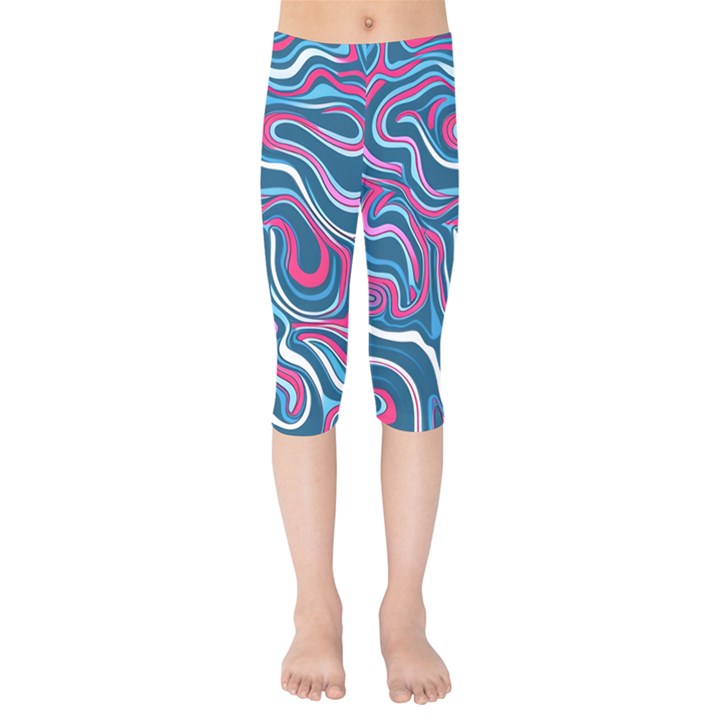 Liquid Art Pattern Kids  Capri Leggings 