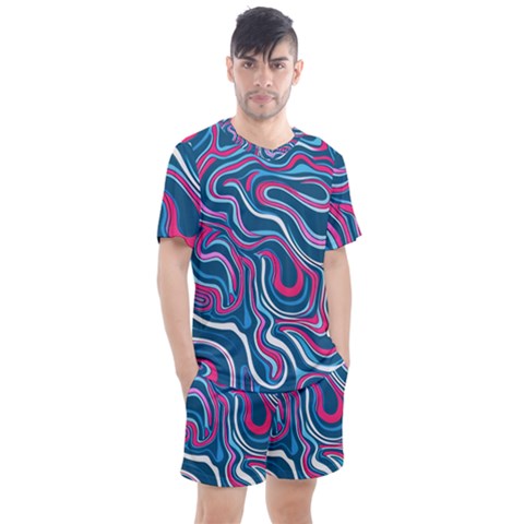 Liquid Art Pattern Men s Mesh Tee And Shorts Set by GardenOfOphir