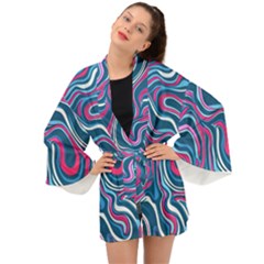 Liquid Art Pattern Long Sleeve Kimono by GardenOfOphir