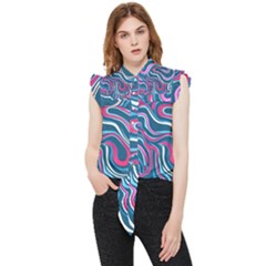 Liquid Art Pattern Frill Detail Shirt by GardenOfOphir