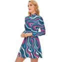 Liquid Art Pattern Long Sleeve Velour Longline Dress View2