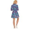 Liquid Art Pattern Long Sleeve Velour Longline Dress View4