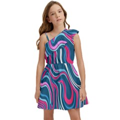 Liquid Art Pattern Kids  One Shoulder Party Dress by GardenOfOphir