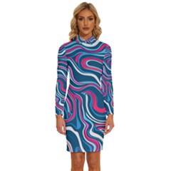 Liquid Art Pattern Long Sleeve Shirt Collar Bodycon Dress by GardenOfOphir