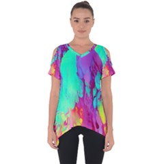 Fluid Background Cut Out Side Drop Tee by GardenOfOphir