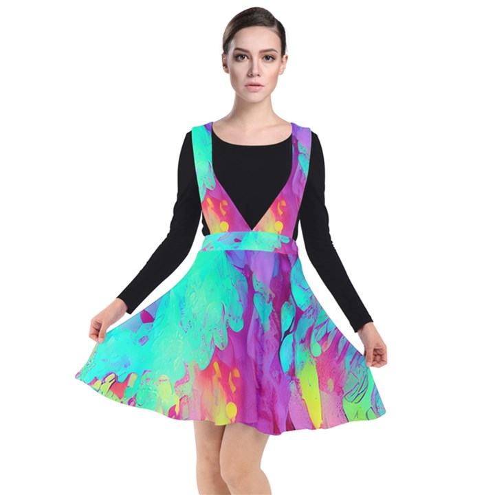 Fluid Background Plunge Pinafore Dress