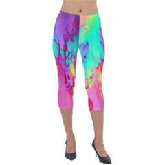 Fluid Background Lightweight Velour Capri Leggings  by GardenOfOphir