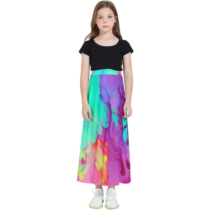 Fluid Background Kids  Flared Maxi Skirt