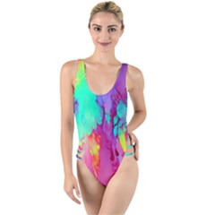 Fluid Background High Leg Strappy Swimsuit by GardenOfOphir