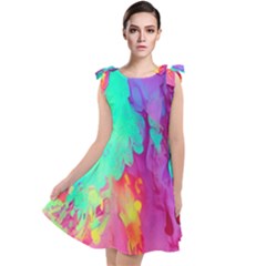 Fluid Background Tie Up Tunic Dress by GardenOfOphir