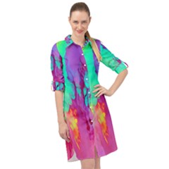 Fluid Background Long Sleeve Mini Shirt Dress by GardenOfOphir