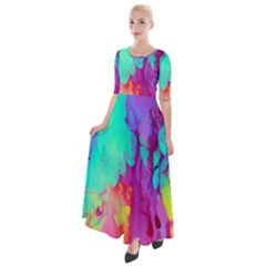 Fluid Background Half Sleeves Maxi Dress by GardenOfOphir