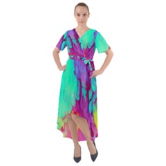 Fluid Background Front Wrap High Low Dress by GardenOfOphir