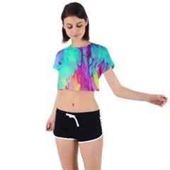 Fluid Background Tie Back Short Sleeve Crop Tee by GardenOfOphir