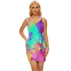 Fluid Background Wrap Tie Front Dress by GardenOfOphir