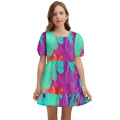 Fluid Background Kids  Short Sleeve Dolly Dress by GardenOfOphir