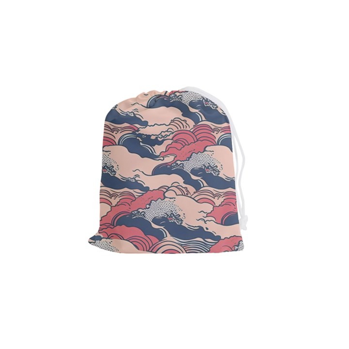 Waves Ocean Sea Water Pattern Rough Seas Drawstring Pouch (Small)