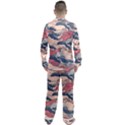 Waves Ocean Sea Water Pattern Rough Seas Men s Long Sleeve Satin Pajamas Set View2