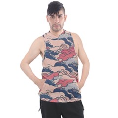 Waves Ocean Sea Water Pattern Rough Seas Men s Sleeveless Hoodie by Pakemis