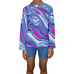 Fluid Art Pattern Kids  Long Sleeve Swimwear by GardenOfOphir