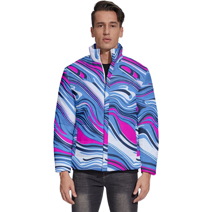 Fluid Art Pattern Men s Puffer Bubble Jacket Coat