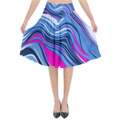 Fluid Art Pattern Flared Midi Skirt by GardenOfOphir