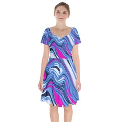 Fluid Art Pattern Short Sleeve Bardot Dress by GardenOfOphir