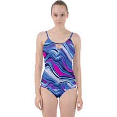 Fluid Art Pattern Cut Out Top Tankini Set by GardenOfOphir