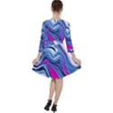 Fluid Art Pattern Quarter Sleeve Ruffle Waist Dress View2