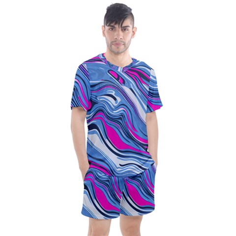 Fluid Art Pattern Men s Mesh Tee And Shorts Set by GardenOfOphir